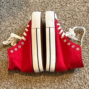 Red High-Top Women's Sneakers, Platform, size 7